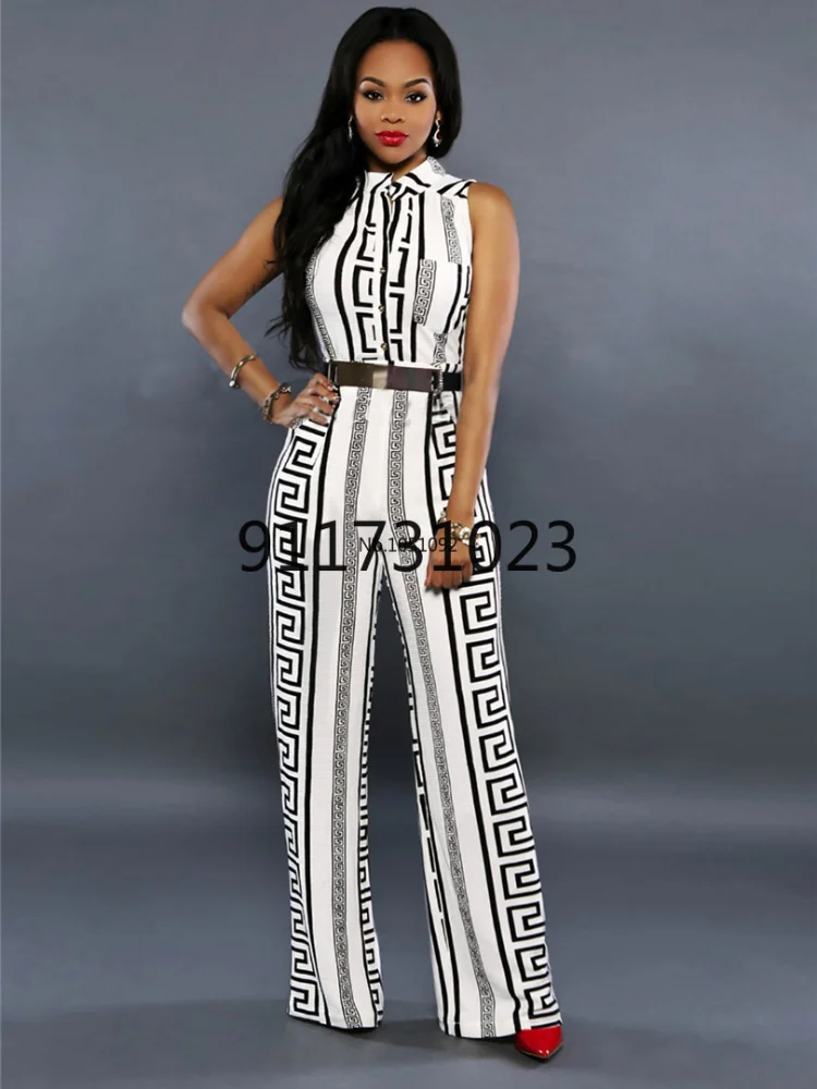 NFashion женский свободный тонкий повседневный комбинезон с принтом прямые брюки