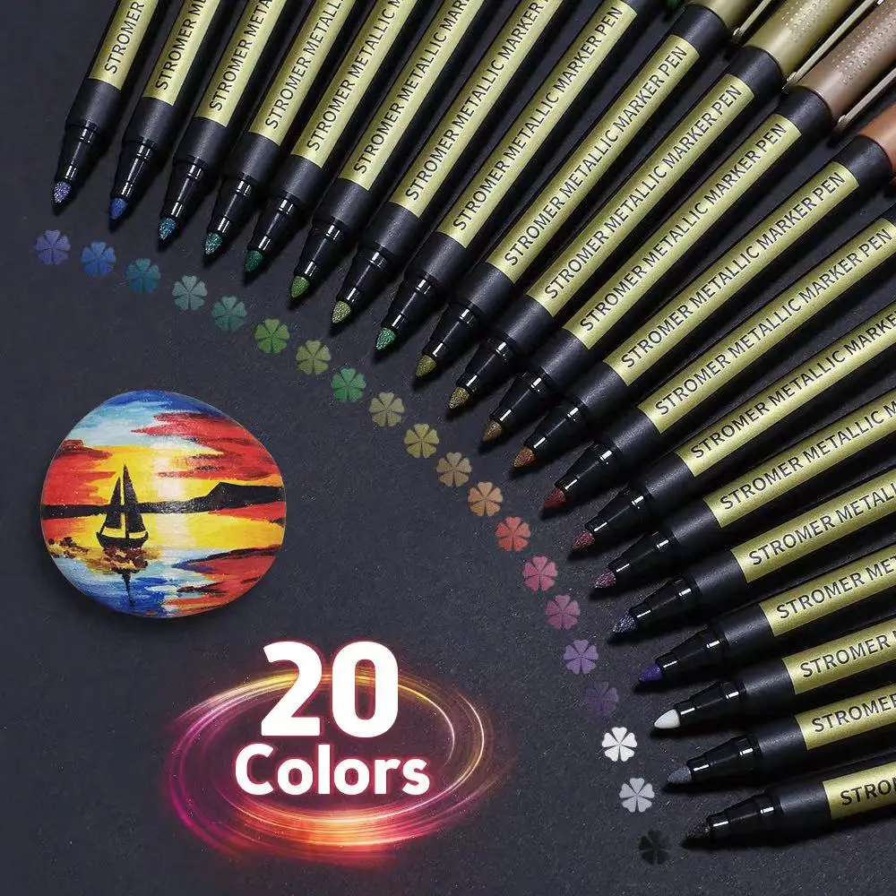 10/20PCS/Lot Metallic Markers Paints Pens Art Permanent Writing Markers for Paper Stone Glass Wall Fabric Scrapbooking Metal