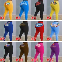 fall 2020 custom letter print high waisted workout long pants tight scrunch butt candy snack pants fitness womens pants