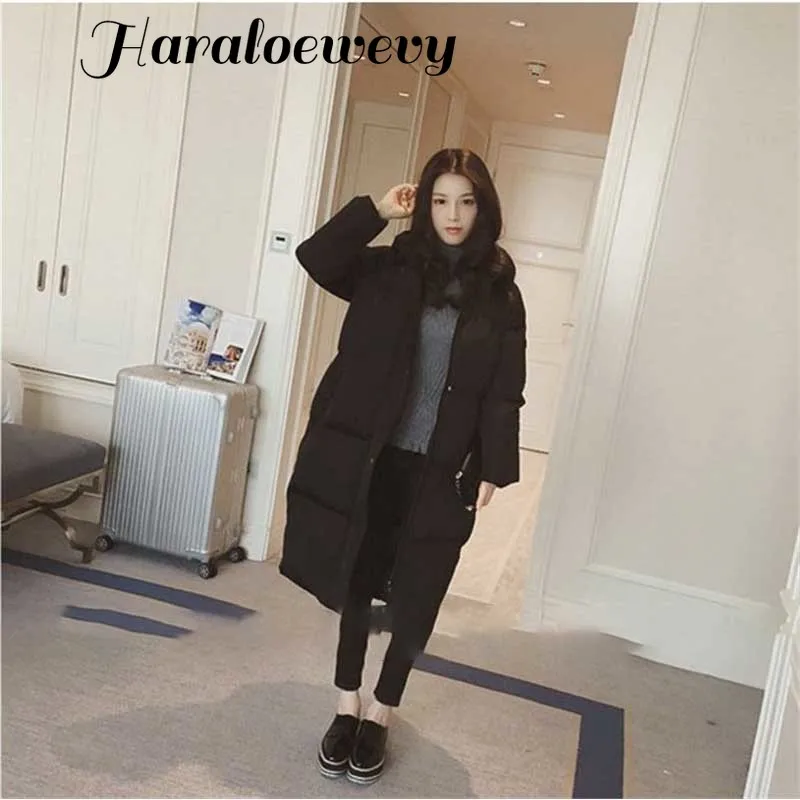 Женский пуховик 2019 зимняя женская куртка Модное Длинное пуховое пальто с