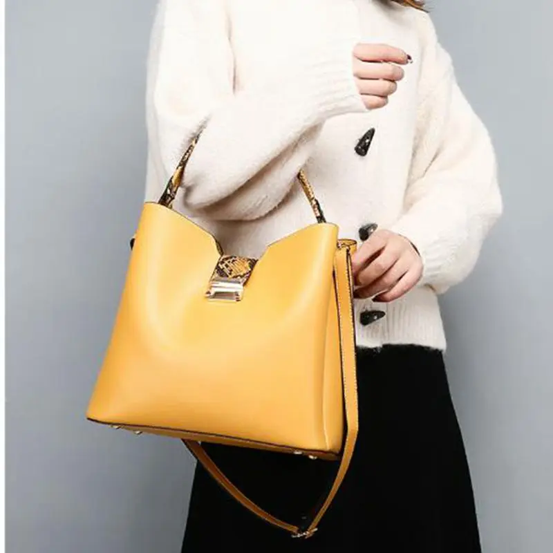 

2020 Spring Autumn New Fashion Bags Yellow Contrast Composite Bag Fashion Simplicity Shoulder Cross Handbag For Women Girls 2Pcs