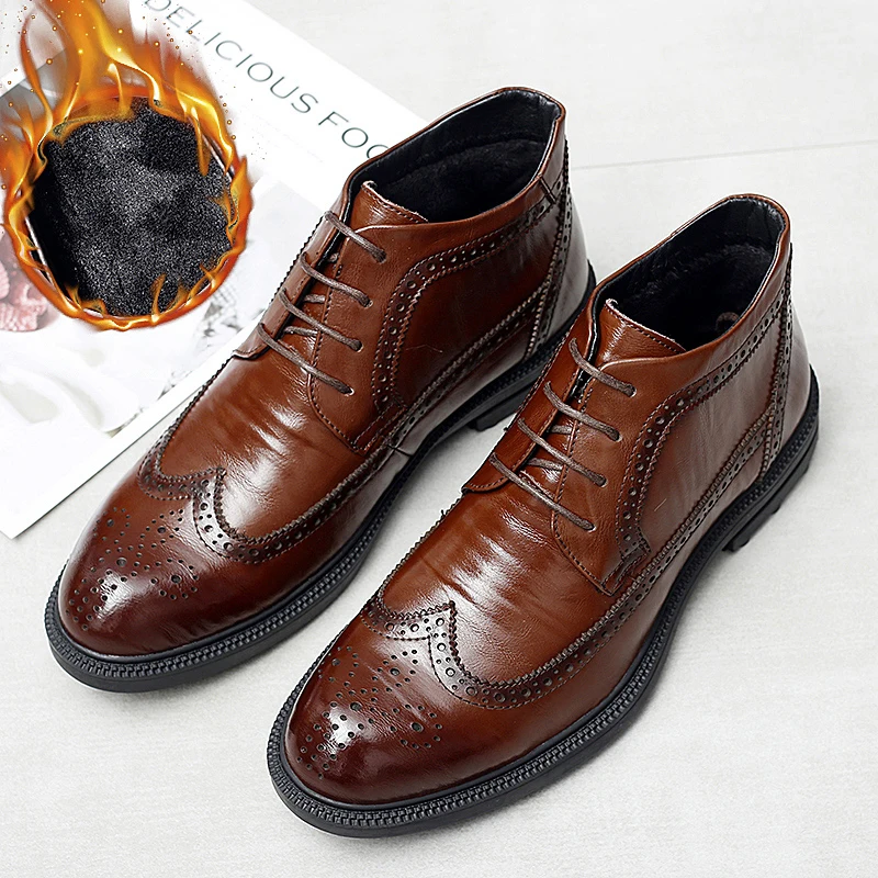 Мужские ботинки-оксфорды MVVT из натуральной кожи зимние деловые полуботинки |