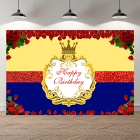 seekpro photography background kids baby red rose petal happy birthday banner photo backdrop snow white princess party photocall