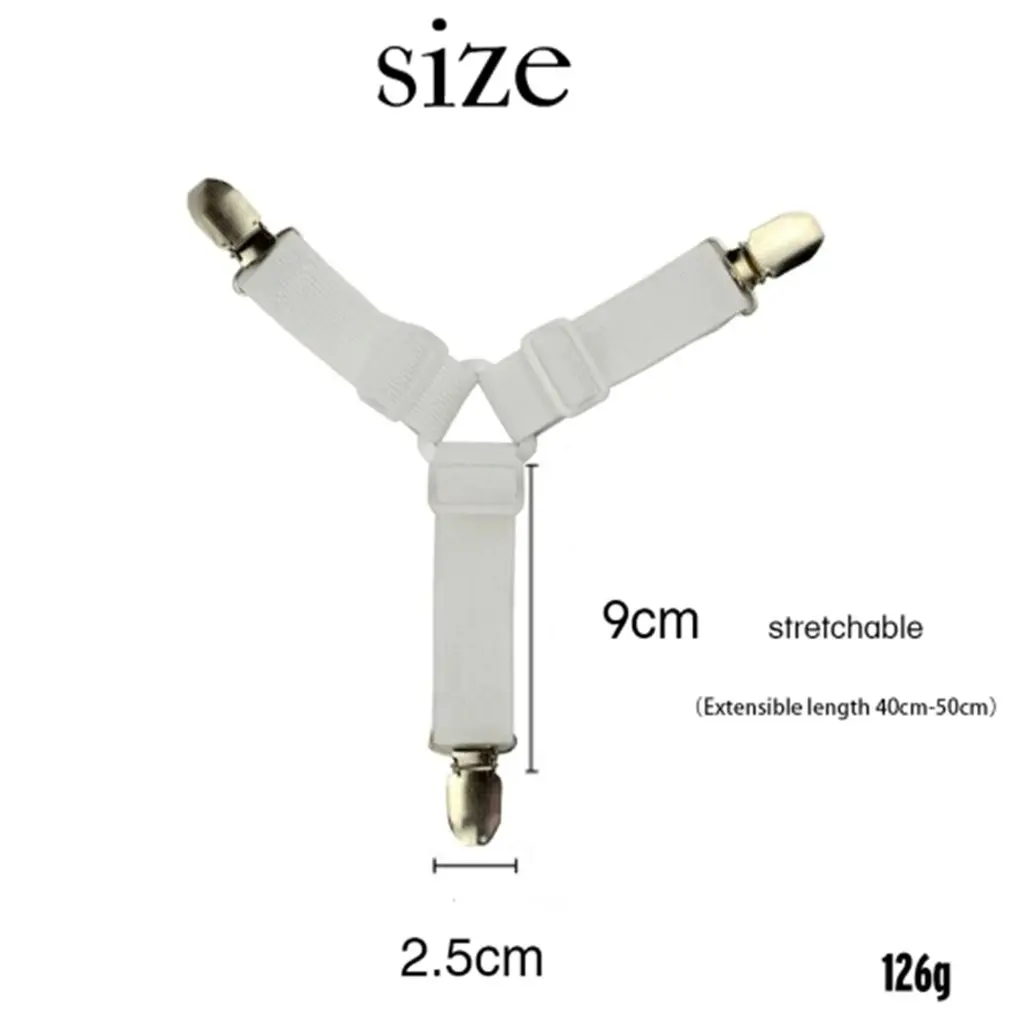 

4 Pcs / Set Three-Head Clamp Clip Holder Sets Sheet Strips Adjustable Length Triangles Sheet Mattress Clip Bed Sheet Fasteners