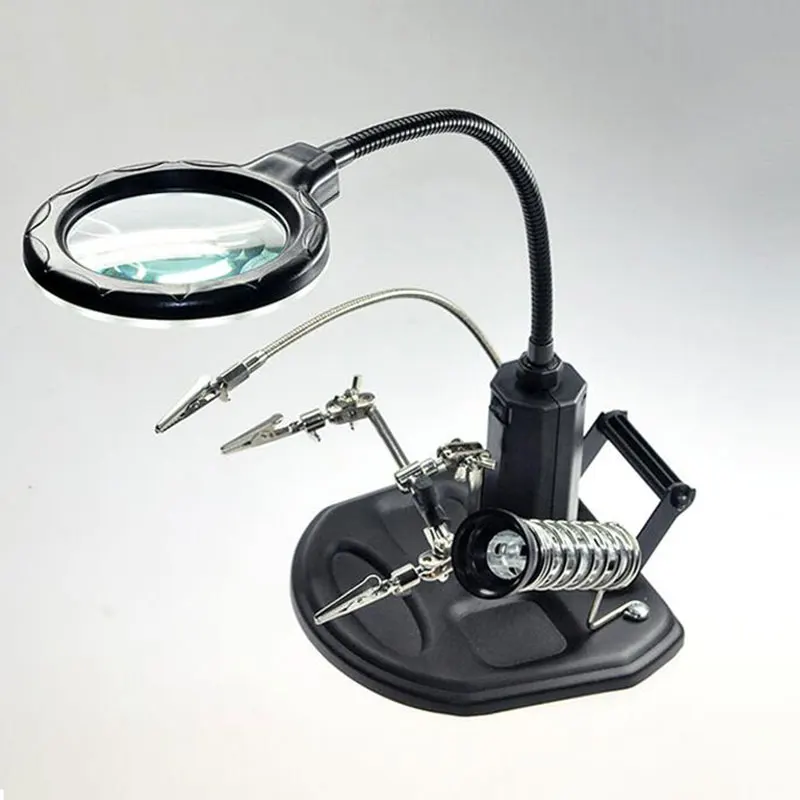 1 комплект 16 SMD светодиодный 3 2.5X(6D)+ 4X(12D) светодиодный зажим паяльник подставка помощь руки увеличительное стекло лупа