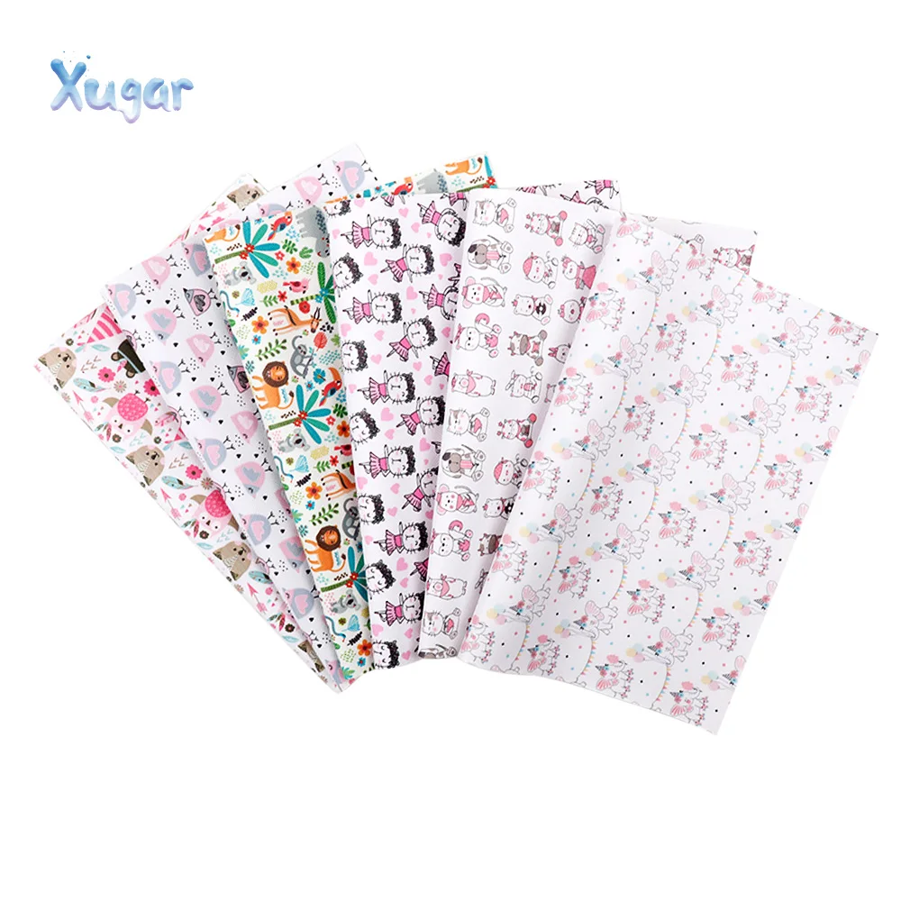 Xugar Новинка 22*30 см Мультяшные животные принты искусственная Синтетическая кожа