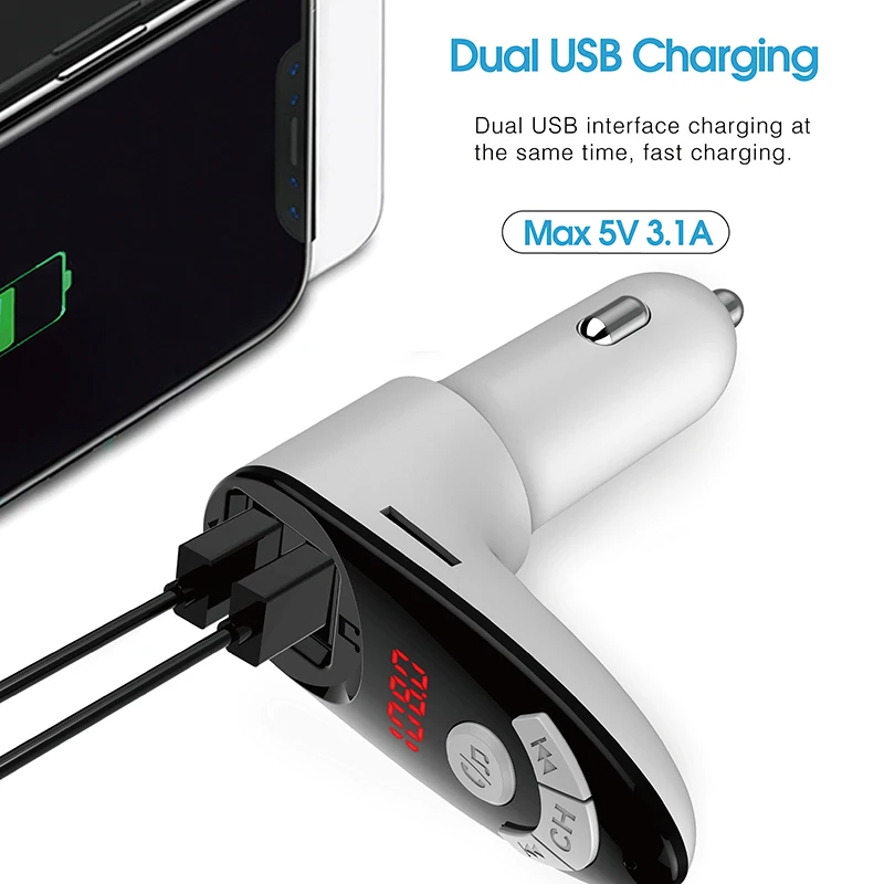 Bluetooth Беспроводной автомобильный набор Handsfree FM передатчик быстрая зарядка Dual USB