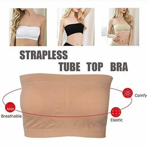 Fashion Women Tube Top Bandeau Top Tank Plus Size Ladies Basic Crop Strapless Padded Bandeau Bra Sexy Lingerie