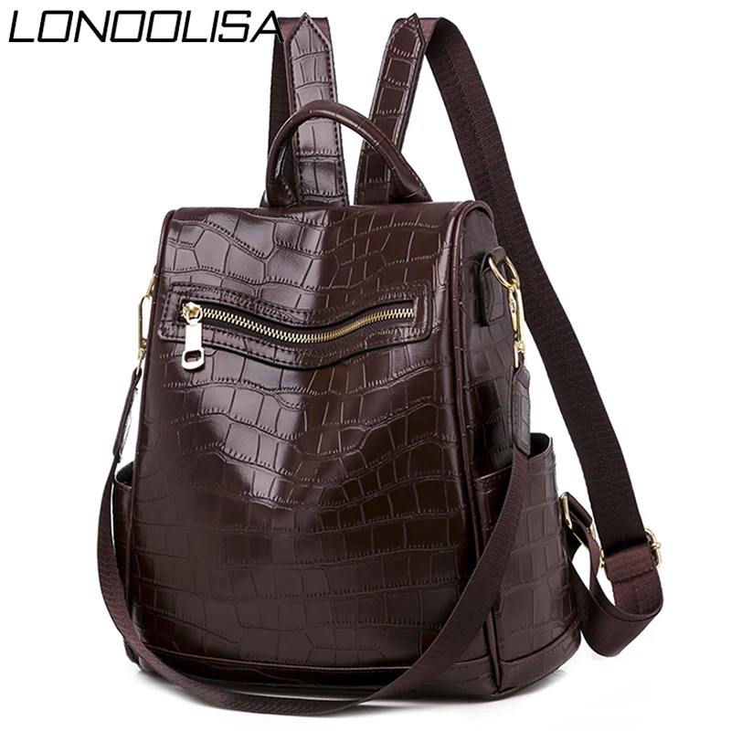 Женский дорожный рюкзак из ПУ кожи аллигатора с защитой от кражи| |
