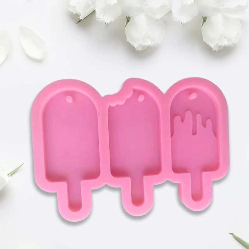 

Key Chain Epoxy Resin Mold Handmade Three Ice Cream DIY Keychain Silicone Mould
