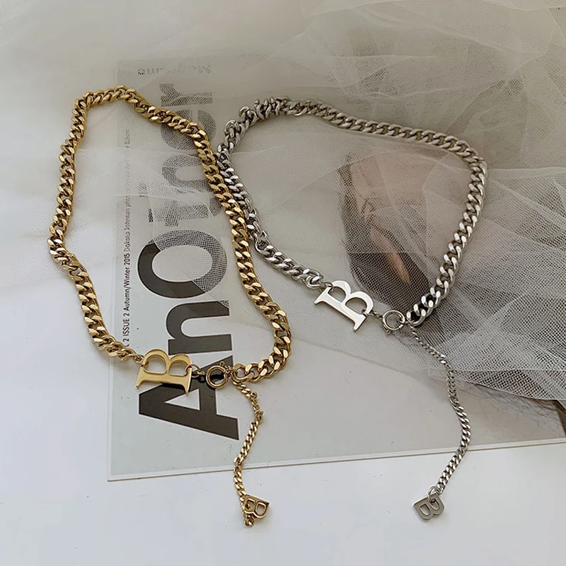 Ожерелье-подвеска в виде Буквы B из нержавеющей стали модное ювелирное изделие