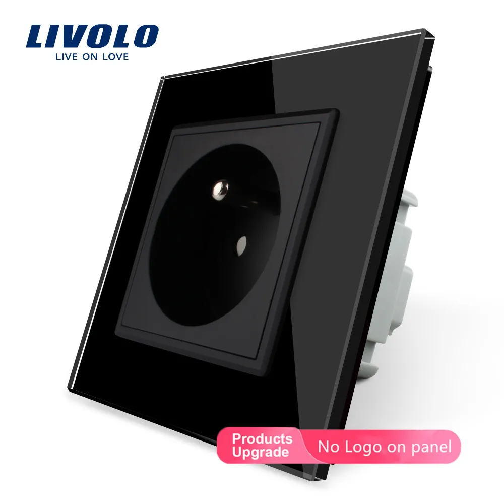 Livolo новая розетка, французская стандартная настенная розетка, VL-C7C1FR-11, белая кристальная стеклянная панель, AC 100~ 250V 16A, без логотипа