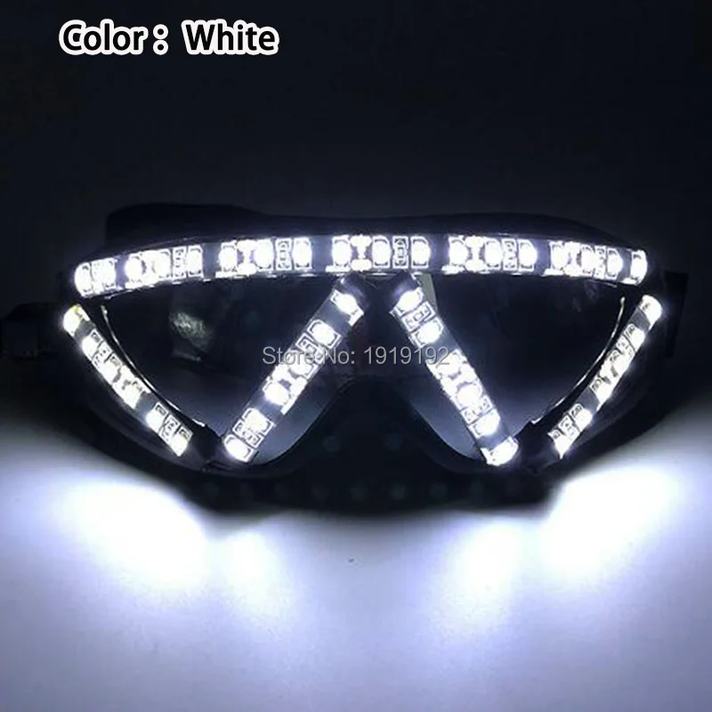 06-White Модные светящиеся лыжные очки Светодиодные Rave вечерние светодиодные очки для пасхи, Рождества, Хэллоуина, дня рождения, ночного бара, танцевального декора - Цвет: 06-White