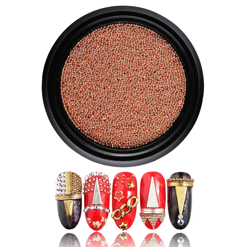 

0.4MM to 2.0MM rose gold silver black 3D metal nail art decorations caviar beads manicure fake nails accessoires new arrive