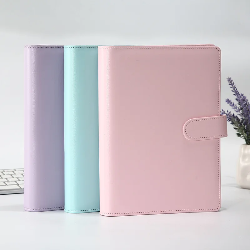 

Macaron Color A6/A5 Binder Notebook Cover Diary Planner Agenda Loose Leaf Paper PU Leather Spiral Journal School Office Supplies