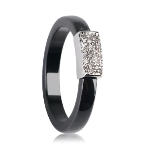 Black Silver Популярные романтические 3 мм розовые кольца для женщин серебряного цвета с кристаллами керамические кольца в форме кольца Свадебные ювелирные изделия изысканные - Цвет основного камня: Black Silver
