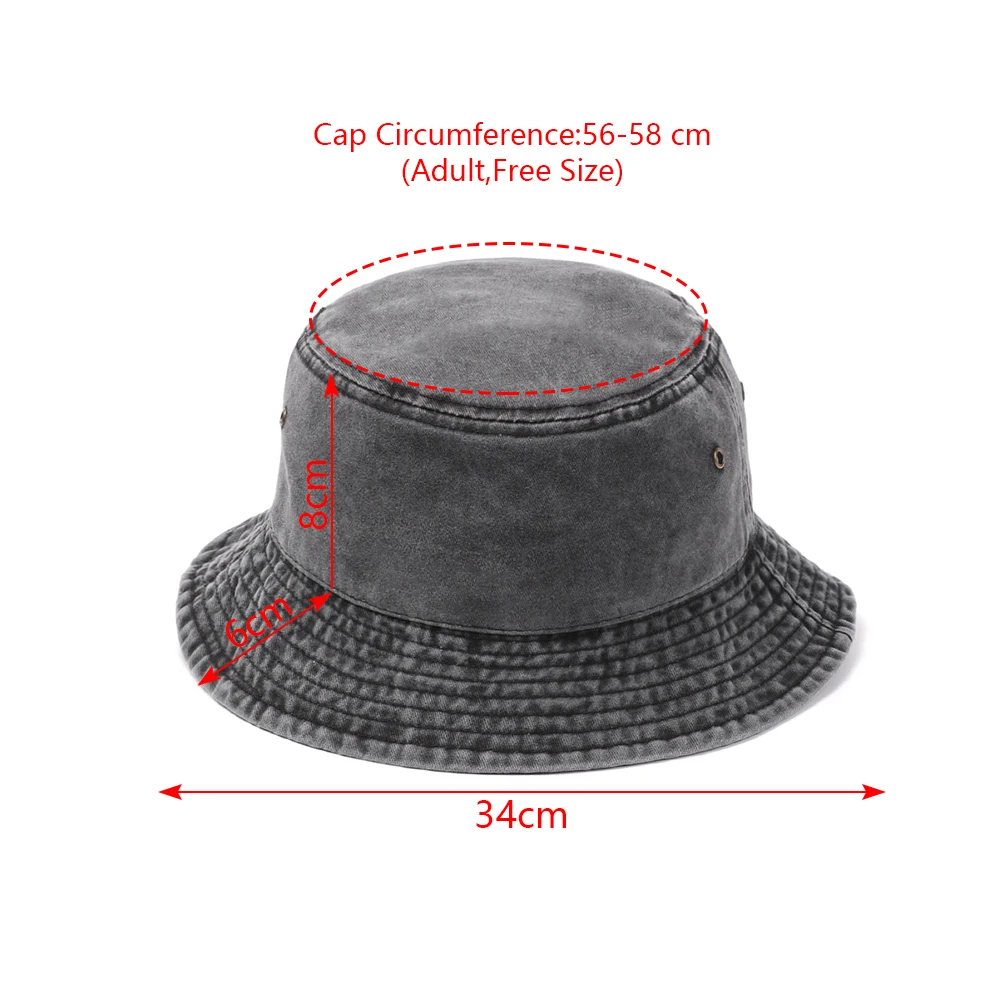 

Summer Foldable Denim Washed Retro Bucket Hat Unisex Women Outdoor Sunscreen Cotton Fishing Hunting Cap Men Sun Prevent Hats