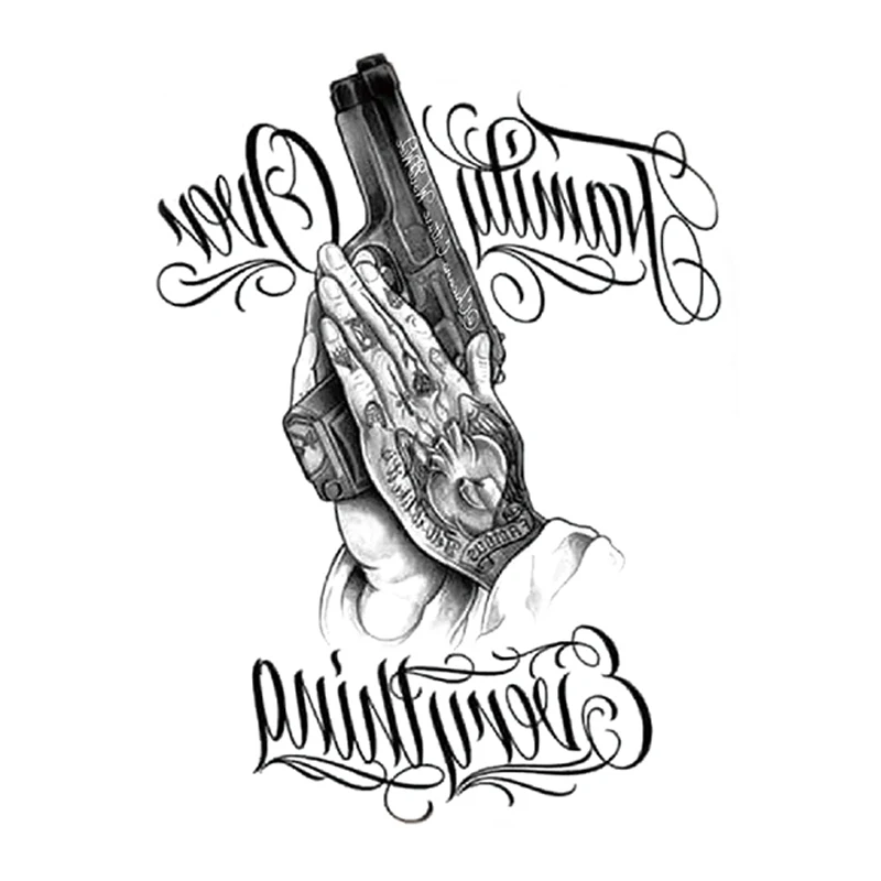 Водостойкая Временная тату-Наклейка на тело с большими руками и цветами