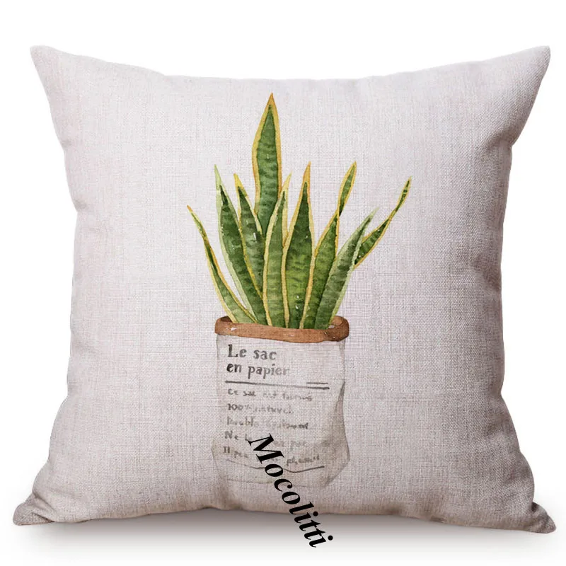 Green Plant Nordic Concise Small fresh Home Decorative Cushion Cover Cactus Aloe Potted Office Sofa Throw Pillow 18&quot | Дом и сад