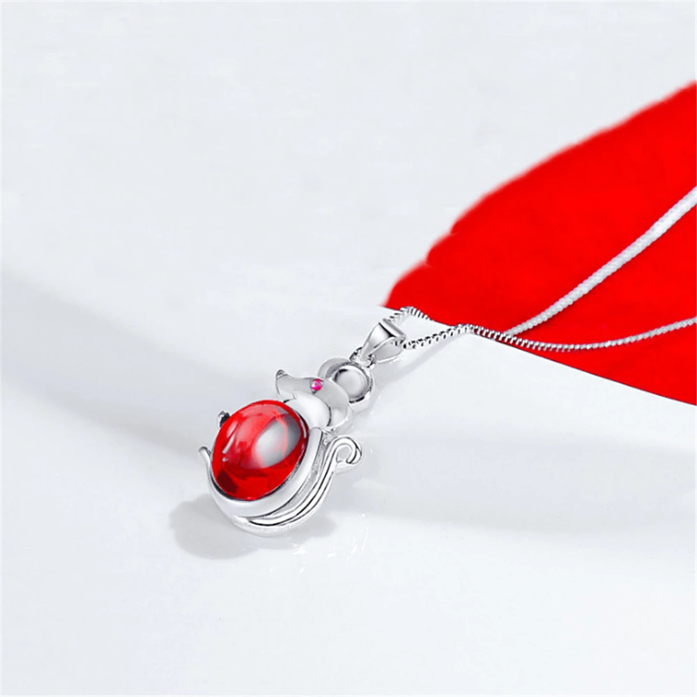 Настоящее 2019 женское ожерелье мышь из зодиака крыса оникс Красные кристаллы