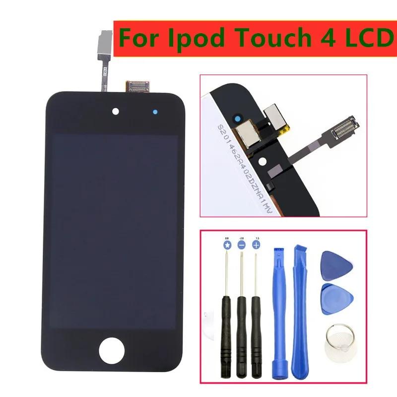 ЖК экран с дигитайзером в сборе для iPod Touch 4 черный белый|Экраны мобильных
