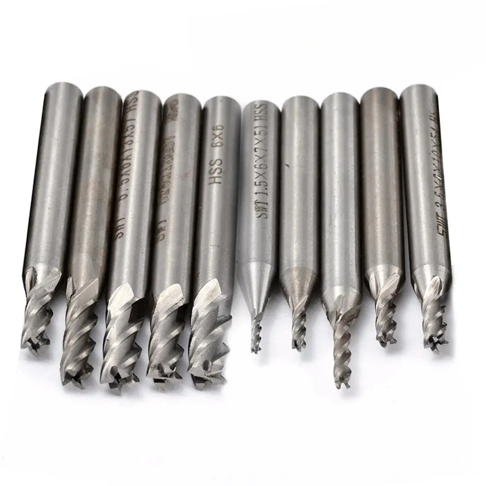 Концевая фреза из быстрорежущей стали с 4 канавками 1 5-6 мм 10 шт./компл. |