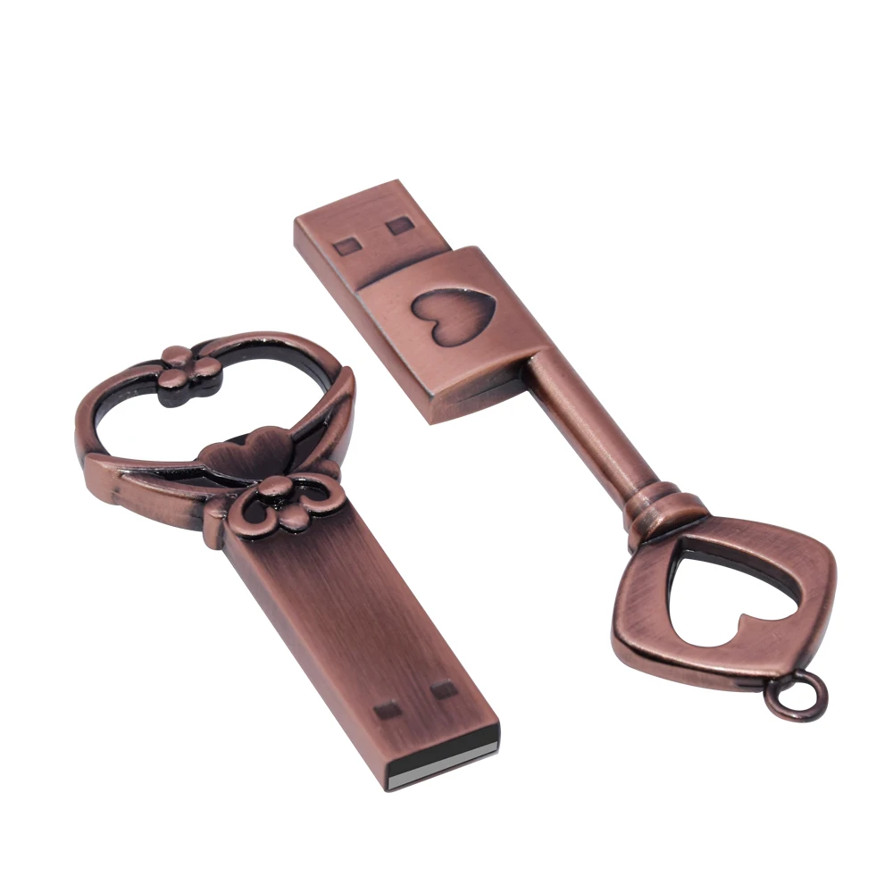 Toilored Logo Pen Drive Metal Pure Copper Heart Key Gift USB Flash Stick 4gb 8gb 16gb 32gb 64GB Thumb | Компьютеры и офис