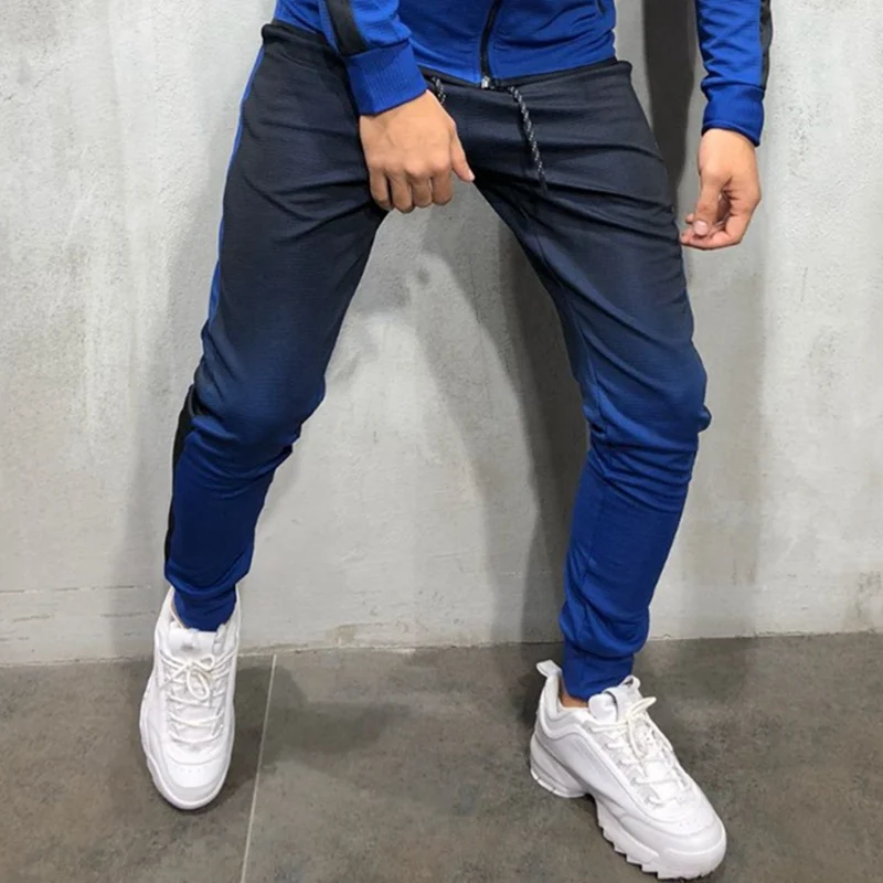 blue pant Laamei, лоскутный спортивный костюм на молнии, мужской комплект, спортивный, 2 шт., спортивный костюм, мужские толстовки с капюшоном с принтом, куртка, штаны, спортивные костюмы для мужчин - Цвет: blue pant