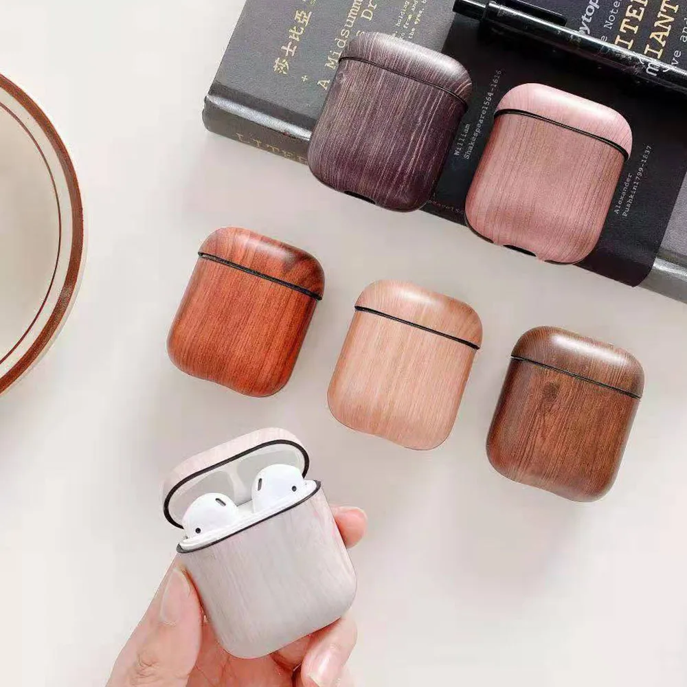 

Luxury Wood Pattern Earphone Cover for AirPods 2 Pro Case Wood Grain Soft TPU Business Charging Box Case for AirPod 2 3