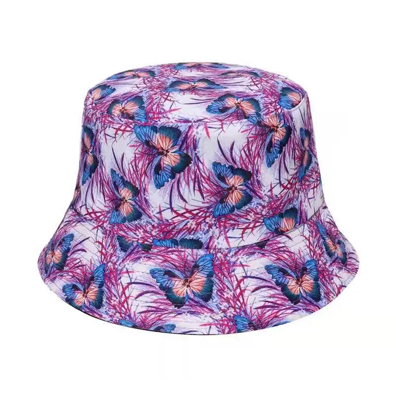 

Cartoon Bucket Hat Summer Fisherman Hat Reversible For Women Men Street Hip Hop Bucket Cap Vintage Butterfly Printed Fishing Hat
