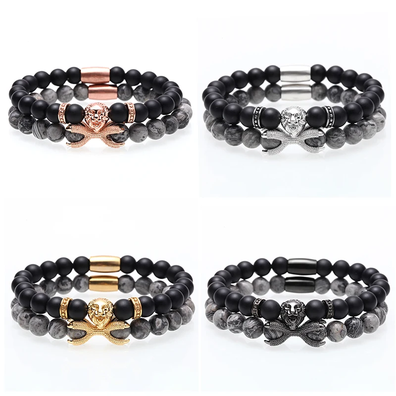 Mcllroy Амулеты Браслет/Мужчины/Женщины/роскошь/каменные бусы/нержавеющая сталь