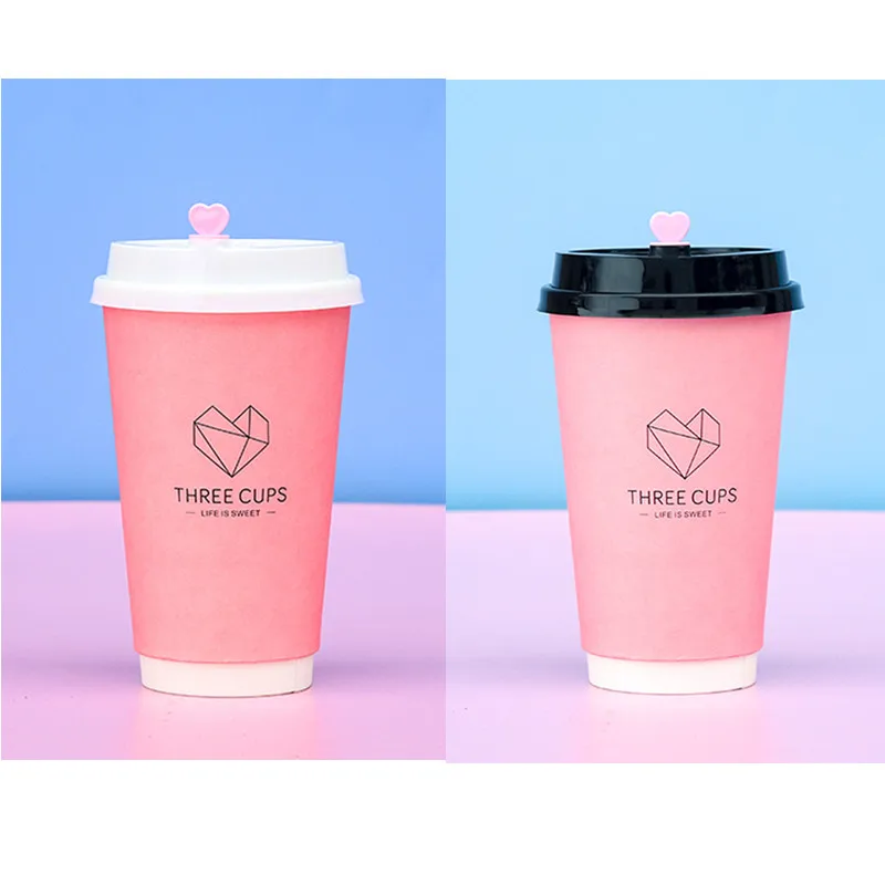 50 шт. одноразовые розовые кофейные чашки 16 унций 500 мл|Одноразовые чашки| |