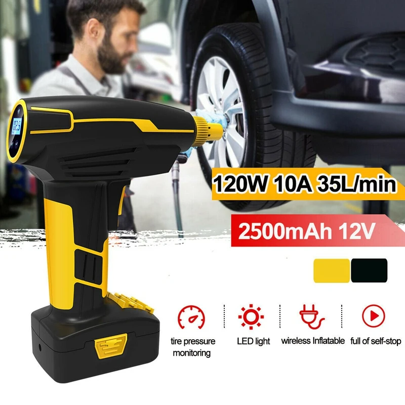 Comprar Compresor De Aire Portátil Inalámbrico, Inflador De Neumáticos Con Pantalla Digital, Iluminación LED, Medidor De Presión De Neumáticos Recargable, 12V/150PSI Pe