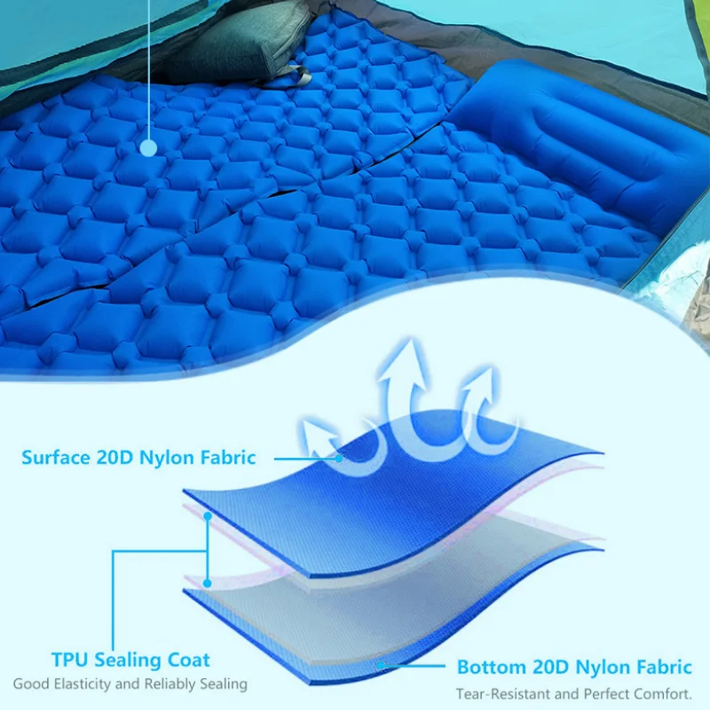 Preço Almofada De Dormir De Acampamento Com Travesseiro, Esteira De Acampamento Inflável Para Mochila, Caminhadas Colchão De Ar Compacto, Almofada De Sono Acampamento