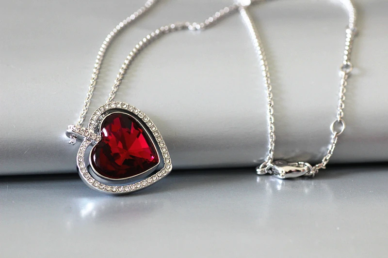 Модное Австрийское ожерелье с подвеской в виде красного сердца милая Цепочка