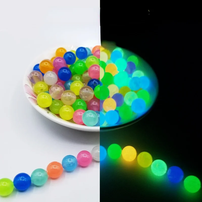

100pcs6/8/10mmStrong Luminous Beads Glow in the Dark, Fishing Loosely Spaced Beads for Jewelry Marking DIY Necklace Bracelet