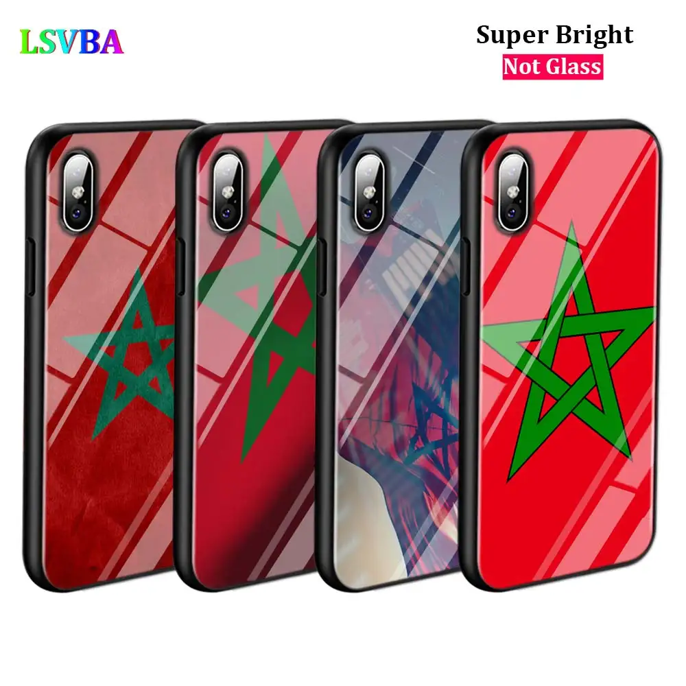 Черный чехол с флагом Марокко для iPhone 11 11Pro X XR XS Max 8 7 6 6S Plus 5S 5 SE глянцевый телефона |