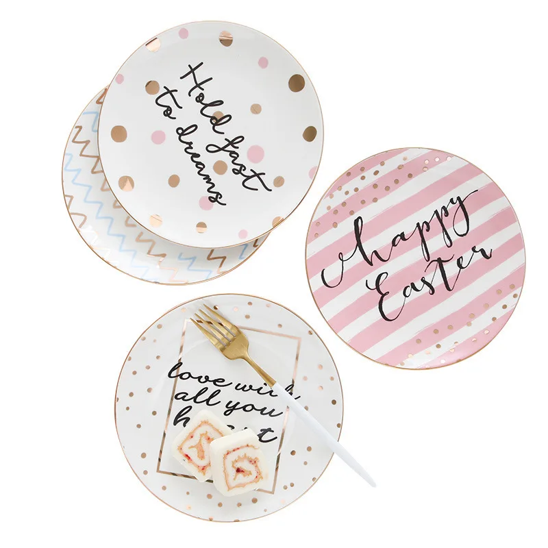 8 дюймов Творческий Керамика десертные тарелки с оборками в полоску простые Western