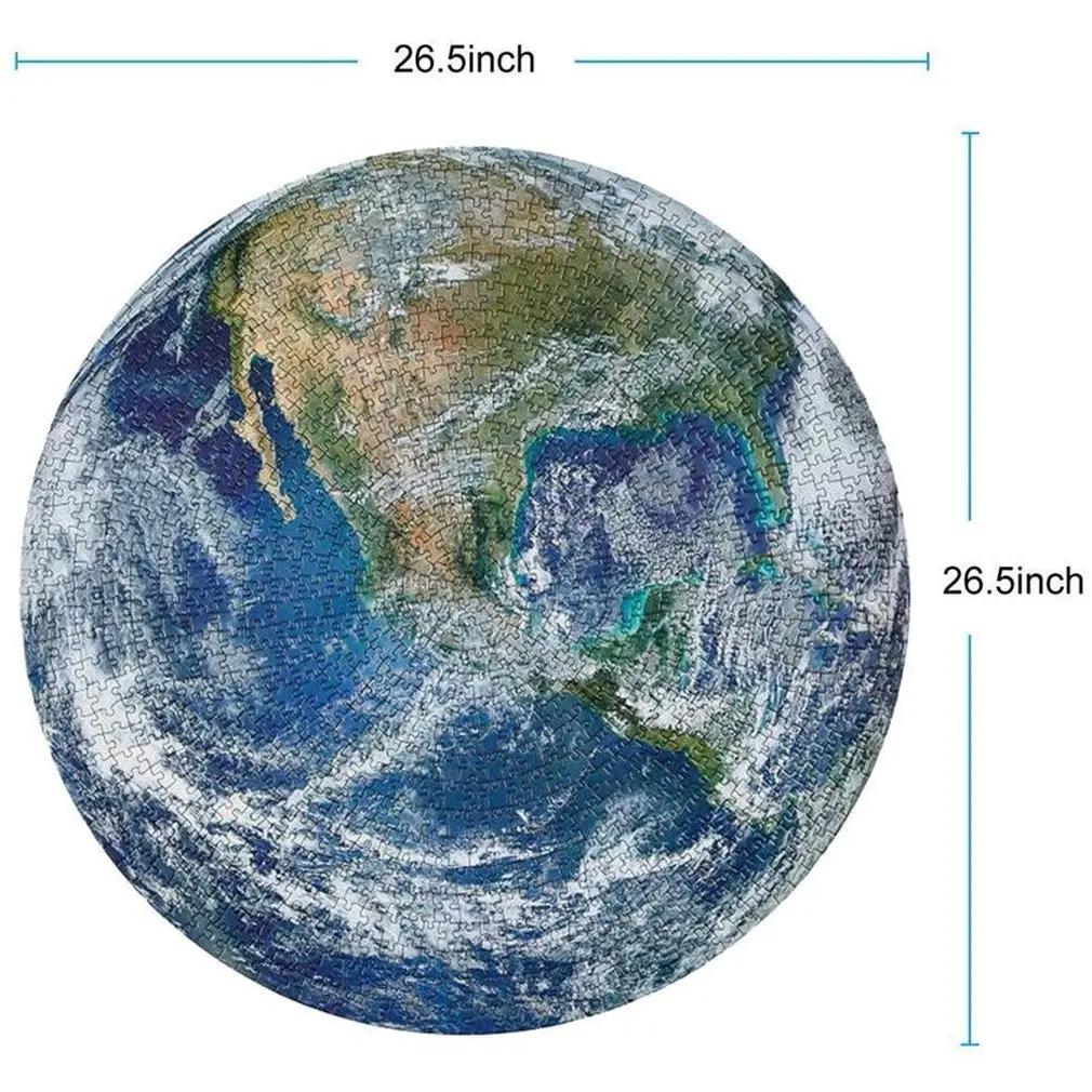 

1000 Pieces Jigsaw Puzzles Educational Toy Scenery Space Stars Moon Earth Dropship Round Puzzle Game Toys for Adults Kids Gifts