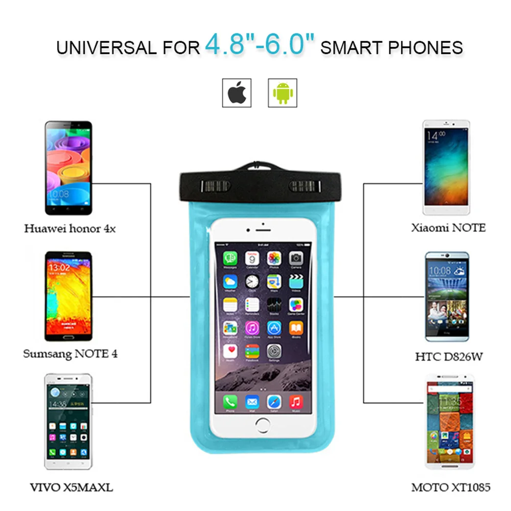 For Swimming Universal 4.8&quot-6.0&quot Waterproof Phone Bags Pouch for iPhone 6 7 plus Case Dry Cover Cases Xiaomi Samsung | Мобильные
