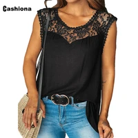 2021 new summer womens tank tops ladies elegant embroidery lace tshirt sleeveless casual shirts hollow out sexy femme clothes