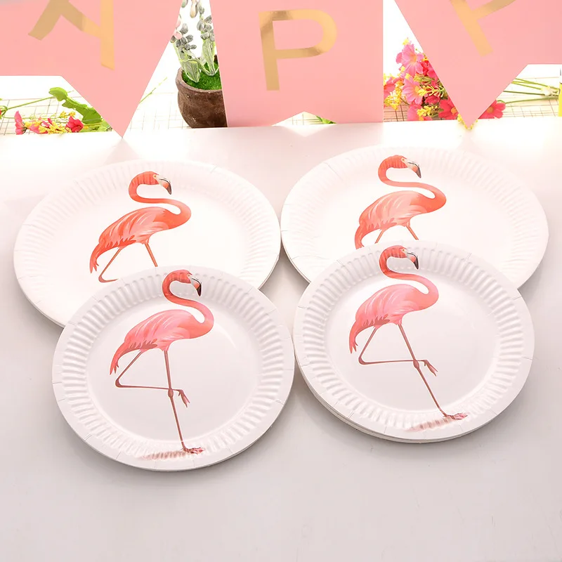 Flamingo Tableware Set Disposable Paper Plate Napkin Birthday Party Shopping Mall Event Celebration Cake Desser table Decoration