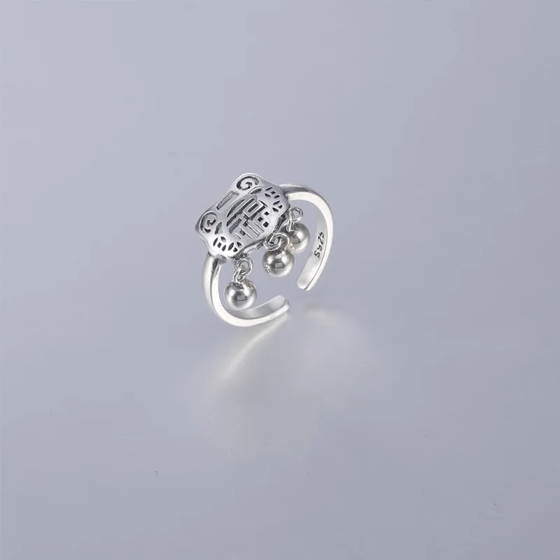 BONLAVIE долгое время жизни Китайский Фу письмо кольцо S925 чистого серебра Ретро