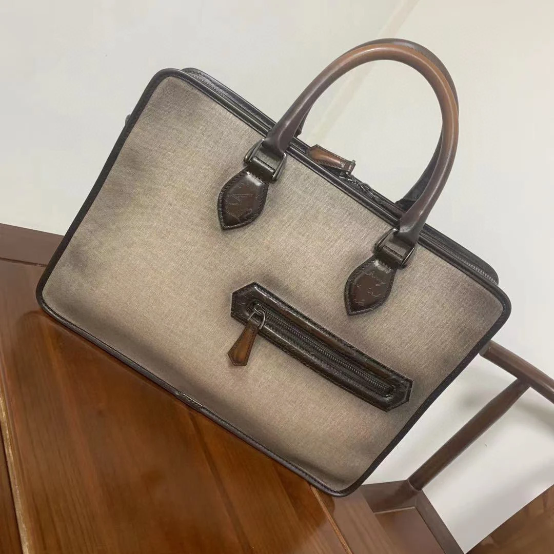 

Andonaimi Mini Hemp and Cotton Top Briefcase Can Change Color 15 Inch Computer Bag 28×39×7cm