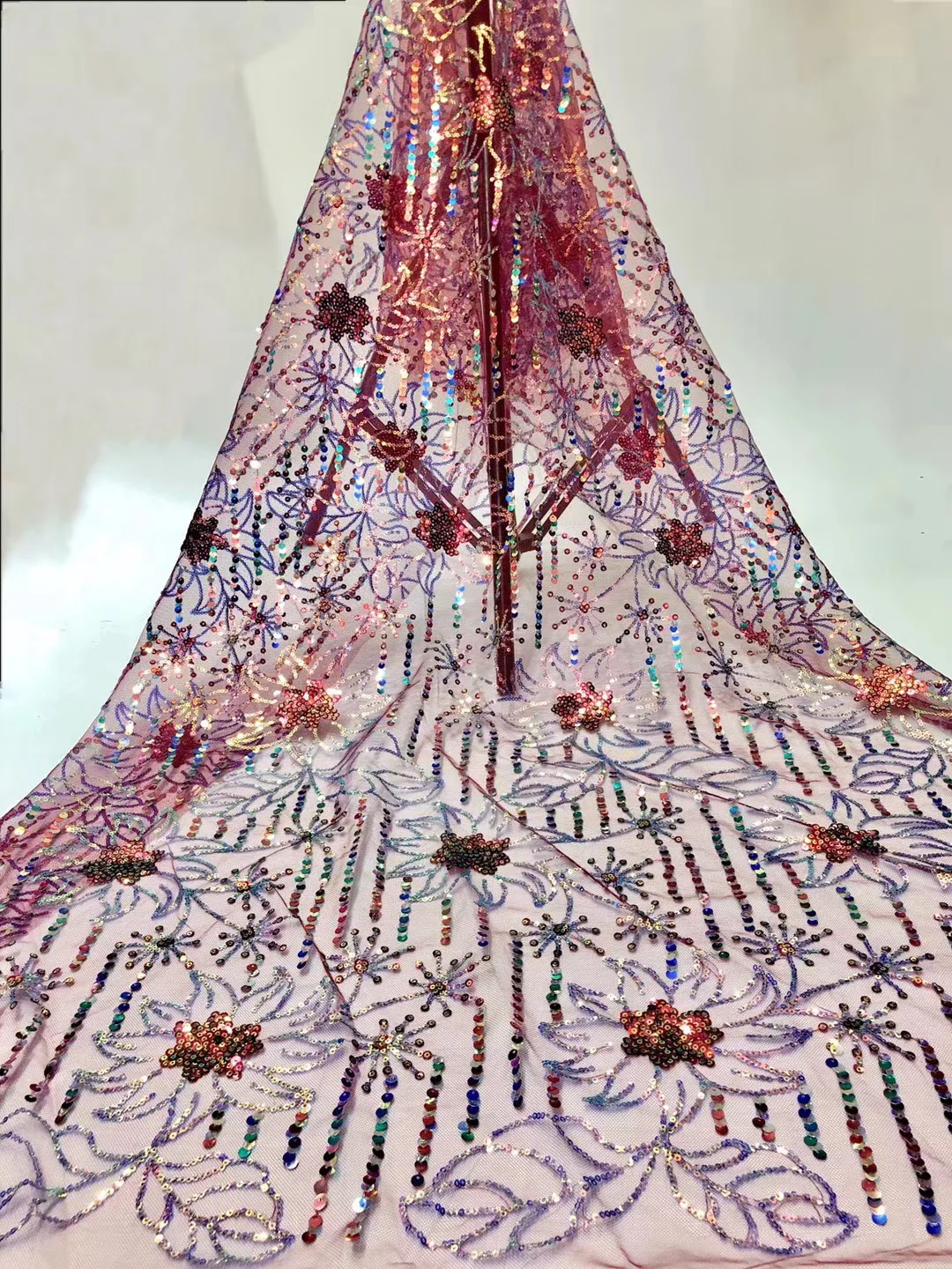 

Nigeria lace fabric 2020 high quality lace French tulle lace fabric with sequins party African lace material J40191