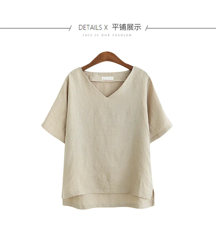 

2017 European and American Summer New V-neck Loose Slim Looking Large Size Women's Wear Casual Bottoming S Short-Sleeved T-shir
