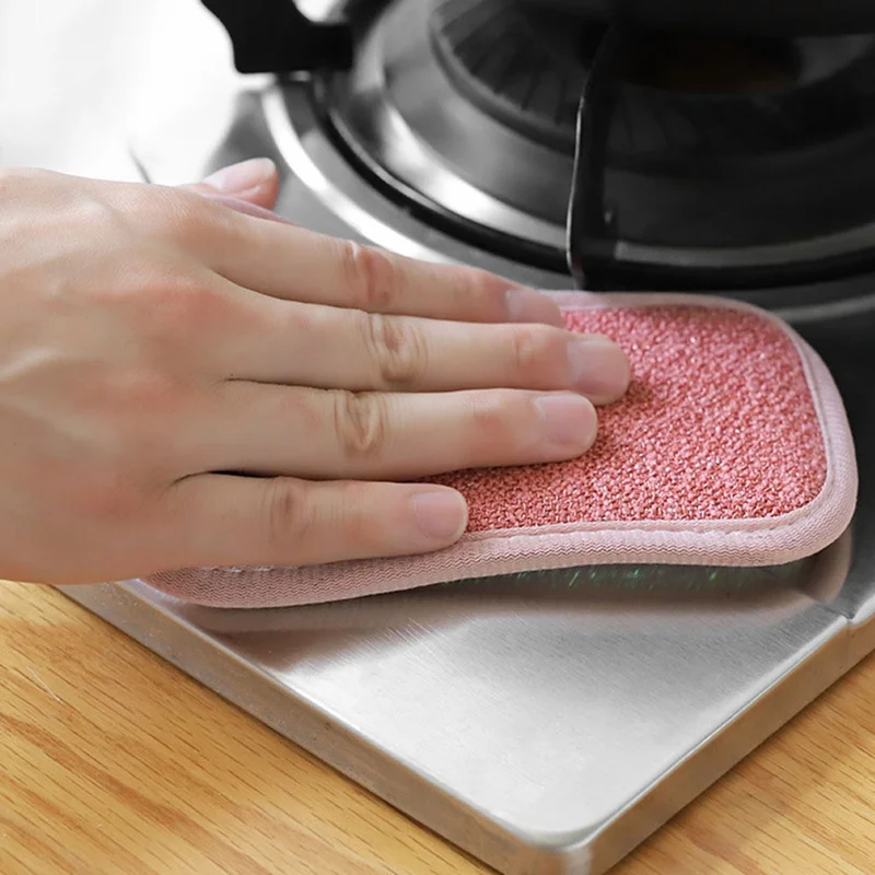 

Microfiber Double Sided Dish Scrub Sponge, 4 Pack Wash Up Cleaner Heavy Duty Scouring Pads Household Cleaning Tools Wash Cloth