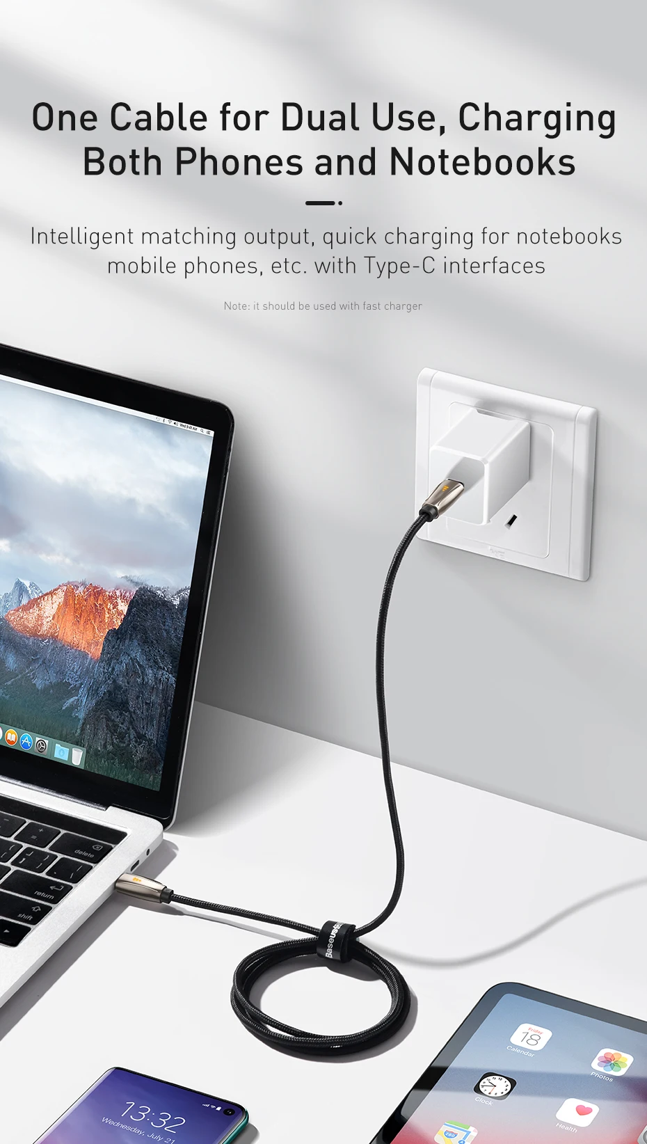Baseus usb type C to type C кабель для samsung S10 MacBook Pro светодиодный 60 Вт PD кабель для быстрой зарядки 4,0 type USB-C