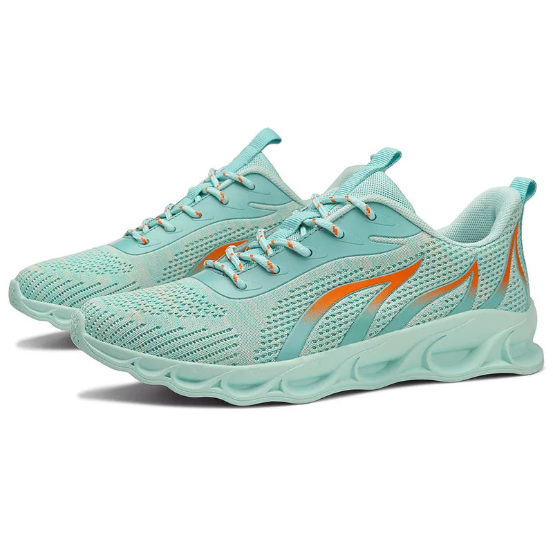 Зеленый Новые стильные мужские кроссовки для бега, для бега, треккинга, кроссовки на шнуровке, спортивная обувь, удобный мягкий светильник - Цвет: Зеленый