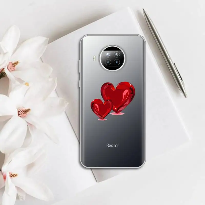 

cartoon cute Love heart red Phone Case Transparent for Xiaomi mi note 10 8 9 t HUAWEI p30 40 11 Samsung S 8 9 10 20 pro lite